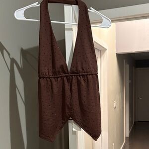 Windsor Brown Halter Crop Top